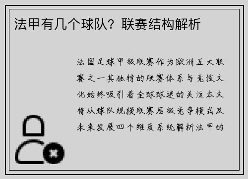 法甲有几个球队？联赛结构解析